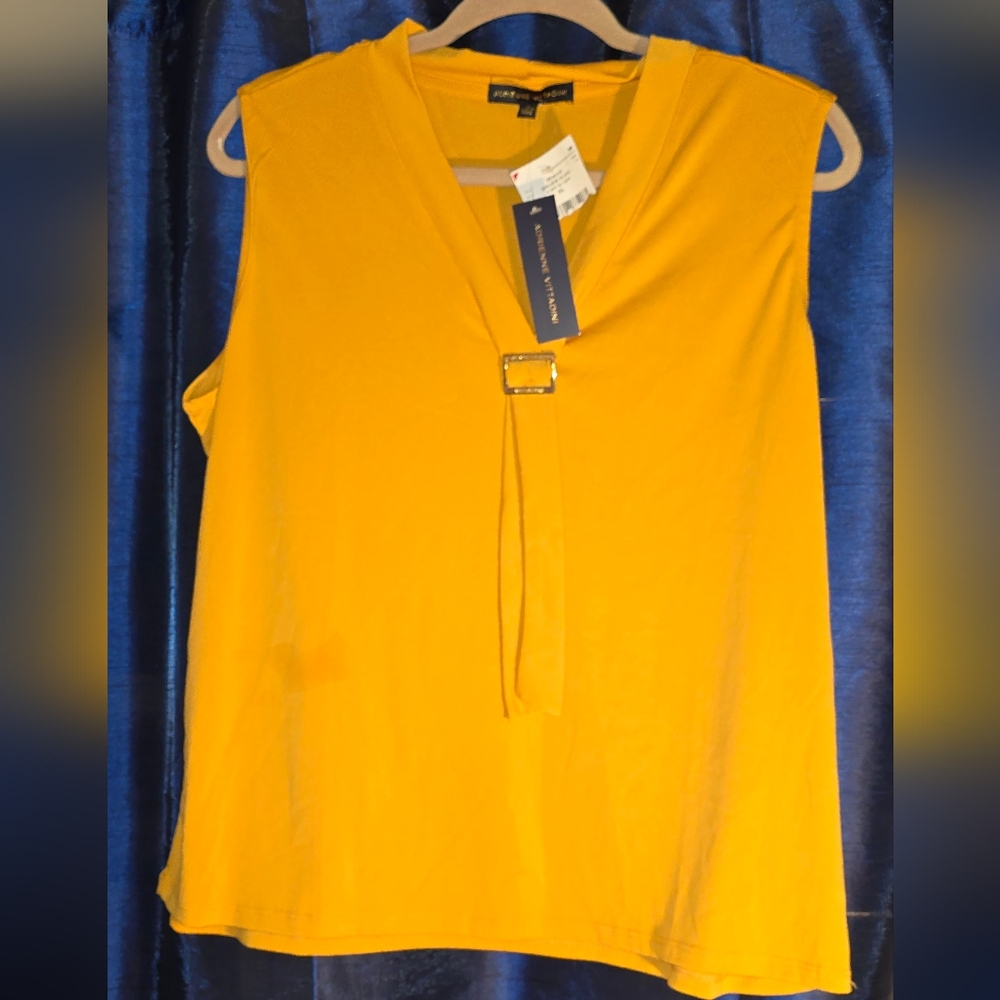 Yellow Sleeveless Blouse with High Neckline